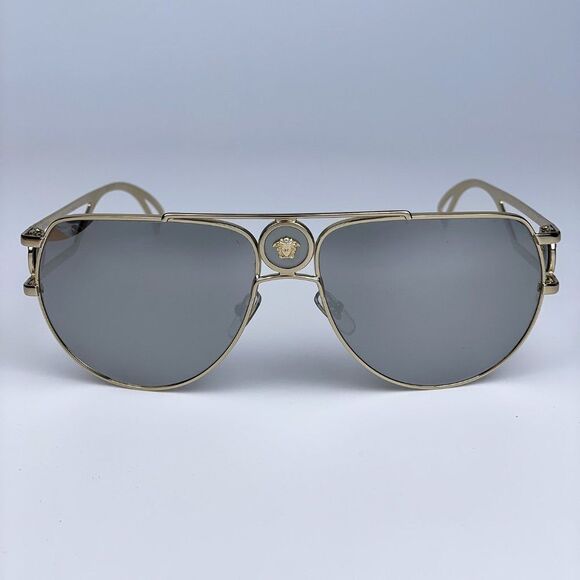 NEW Versace  VE2225 12526G  Pale Gold Grey Aviator Mirrored Unisex Sunglasses main image 10